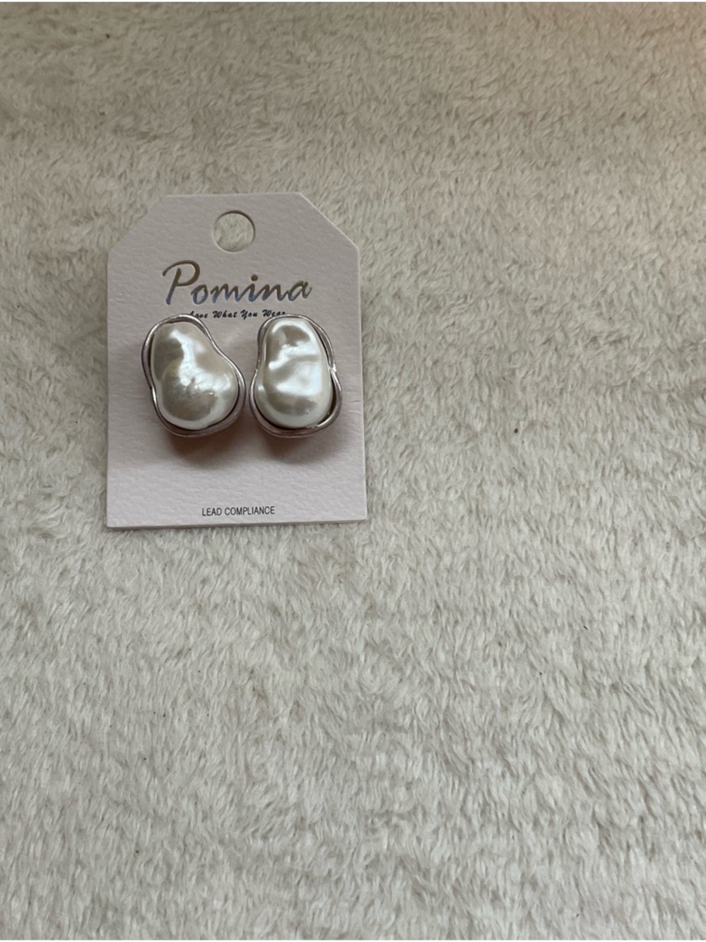 Pomina Silver Pearl-Effect Clip Earrings
